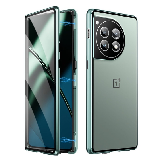 Puzdro pre OnePlus 12 5G, Magnetic Dual Glass, zelený