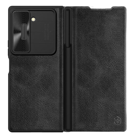 Flipové puzdro NILLKIN pre Samsung Galaxy Z Fold6 5G, CamShield Qin Pro, kožené, čierne