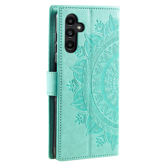 Klapkové puzdro pre Samsung Galaxy A15, Mandala Flower, modré + 9H sklo 