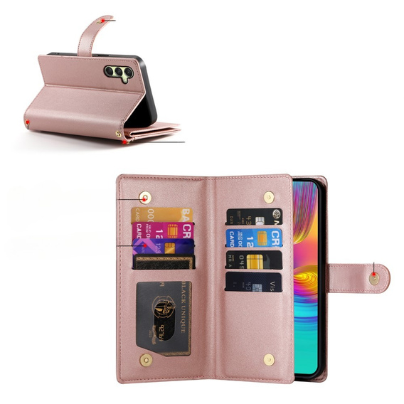 Klapkové puzdro pre Samsung Galaxy A36 5G, Wallet Zipper Pocket, ružové