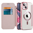 Klapkové puzdro pre iPhone 14, RFID Wallet MagSafe CamShield, ružové