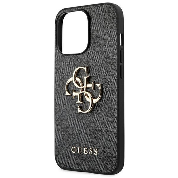 GUESS Obal na mobil pre iPhone 14 Pro, 4G Big Metal Logo, sivé