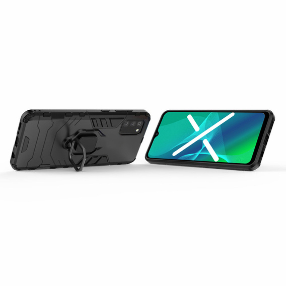 Obal na mobil pre Samsung Galaxy A03s, Kickstand Ring, čierne