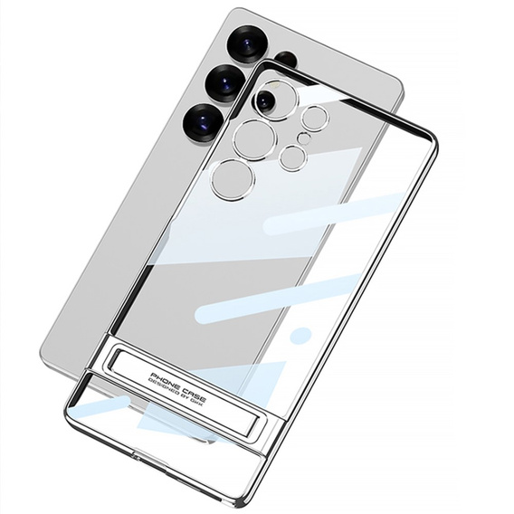 Puzdro pre Samsung Galaxy S25 Ultra, GKK Kickstand Hard Case, strieborné