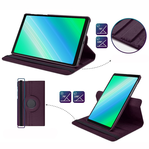 Puzdro pre Samsung Galaxy Tab A7 Lite 8.7 T220 / T225 TB330FU 10.95", otočné o 360°, fialové