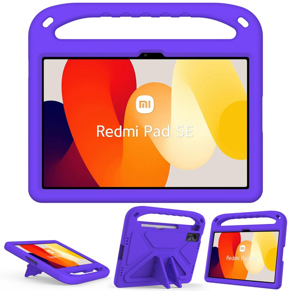 Detské puzdro pre Xiaomi Redmi Pad SE 11", detské puzdro s rukoväťou, fialové