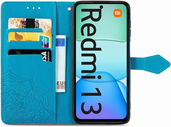 Klapkové puzdro pre Xiaomi Redmi 13, Mandala, modré