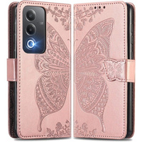 Klapkové puzdro pre Oppo A80, Butterfly, ružové rose gold