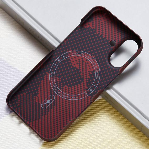 Puzdro pre iPhone 16, Aramid Fiber MagSafe, červené