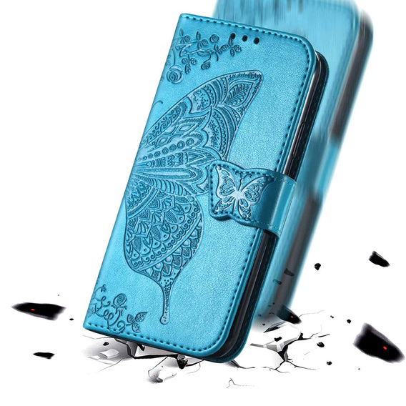 Klopové puzdro pre Oppo Reno 14F, peňaženka, Butterfly, modré