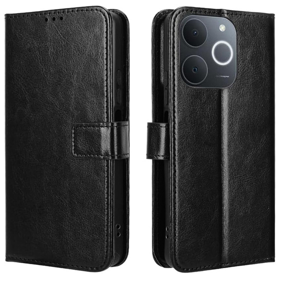 Klapkové puzdro pre Realme Note 70T 4G, Crazy Horse Wallet, čierne