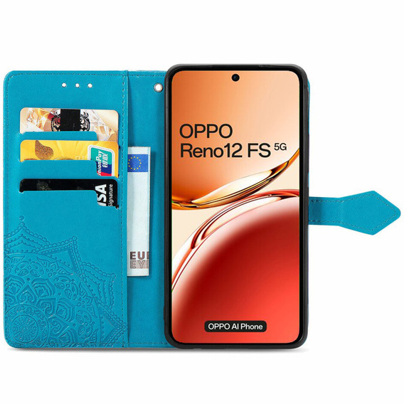 Klapkové puzdro pre Oppo Reno 12FS / 12F, Mandala, modré