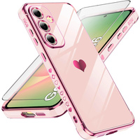 Puzdro pre Samsung Galaxy A56, Electro heart, ružové rose gold + sklo 9H