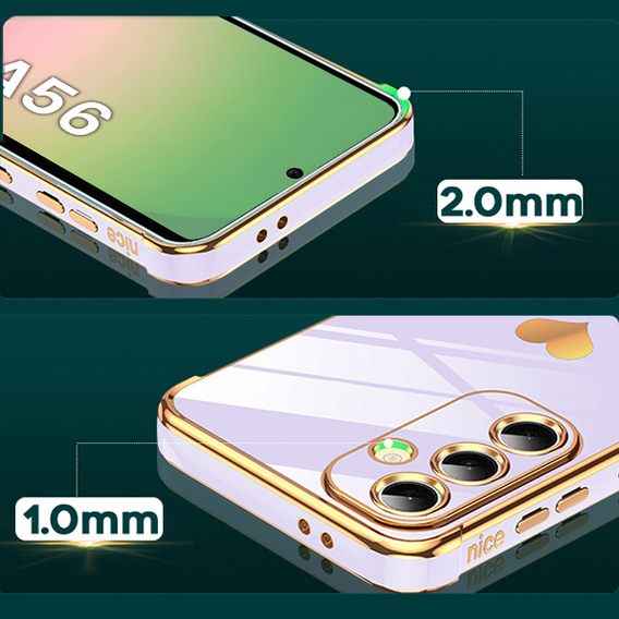 Puzdro pre Samsung Galaxy A56, Electro heart, fialové + sklo 9H