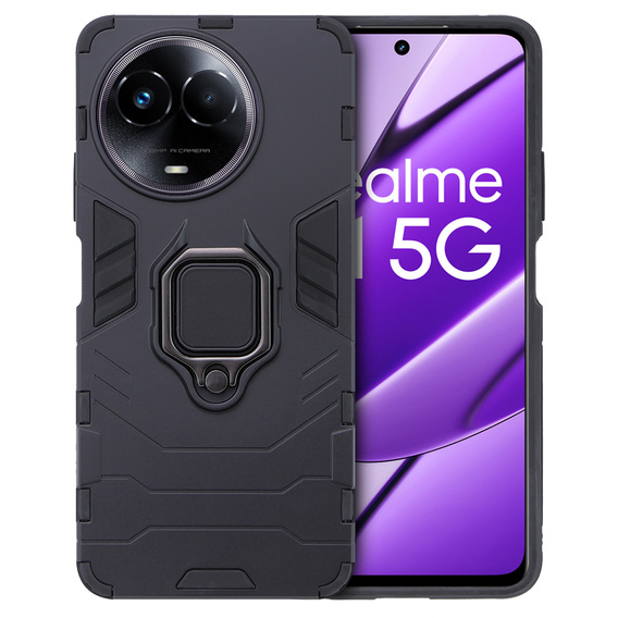 Obal na mobil pre Realme 11 5G, Kickstand Ring, čierne