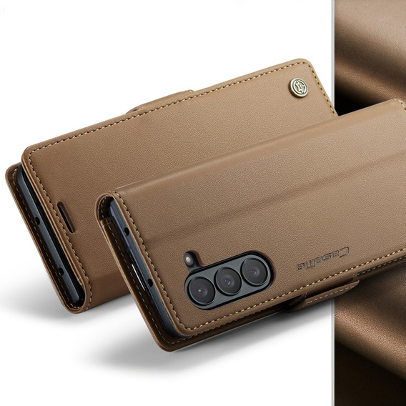 CASEME flipové puzdro pre Samsung Galaxy Z Fold6 5G, Litchi Wallet, hnedé