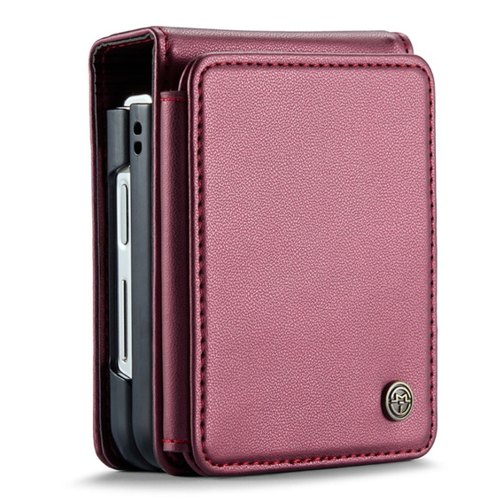 CASEME flipové puzdro pre Samsung Galaxy Z Flip5 5G, Litchi Wallet, červené