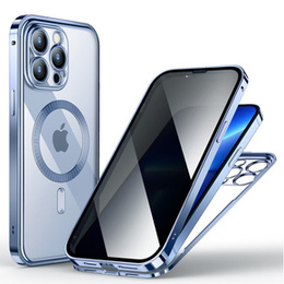 Puzdro pre iPhone 13 Pro, Privacy Dual Glass, pre MagSafe, modré