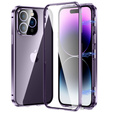 Puzdro pre iPhone 14 Pro, Magnetic Dual Glass, fialové