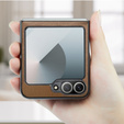 Puzdro pre Samsung Galaxy Z Flip7 FE / Z Flip6, CASEME Litchi Leather, hnedé