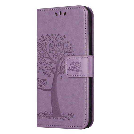 Klapkové puzdro pre Motorola Moto E22 / E22i, Wallet, tree i sowy, fialové