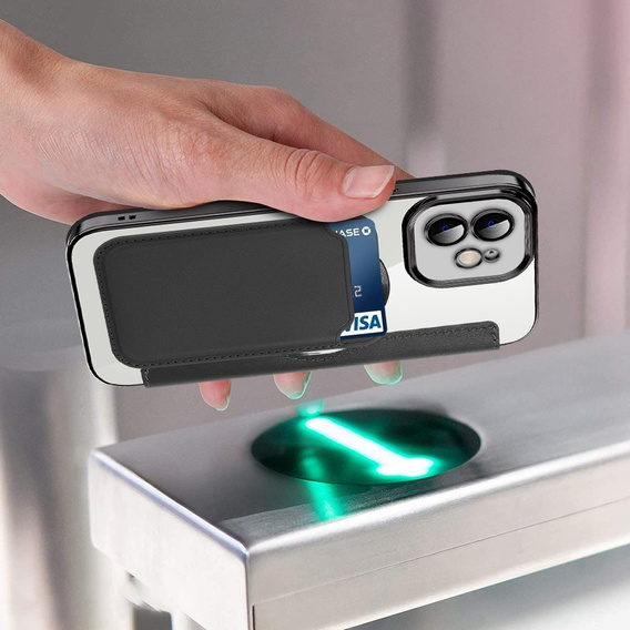 Klapkové puzdro pre iPhone 12, RFID Wallet MagSafe CamShield, čierne