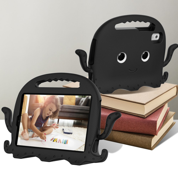 Detské puzdro pre Lenovo Tab M9, s rukoväťou, chobotnica, čierne
