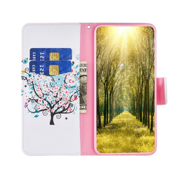 Klapkové puzdro pre Realme C55, Wallet, colorful tree, biele