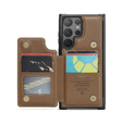 CASEME flipové puzdro pre Samsung Galaxy S25 Ultra, Litchi Wallet, hnedé