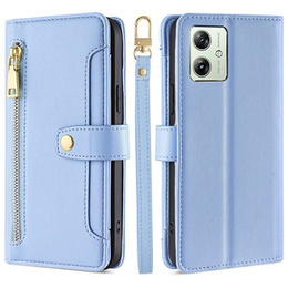 Klapkové puzdro pre Motorola Moto G54 5G, Wallet Zipper Pocket, modré