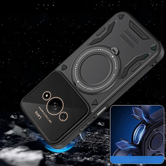 Pancierované puzdro pre Xiaomi Redmi A3, Magnetic Ring, čierne