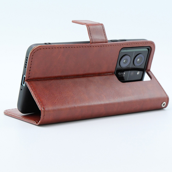 Klapkové puzdro pre Xiaomi 13T / 13T Pro, Crazy Horse Wallet, hnedé