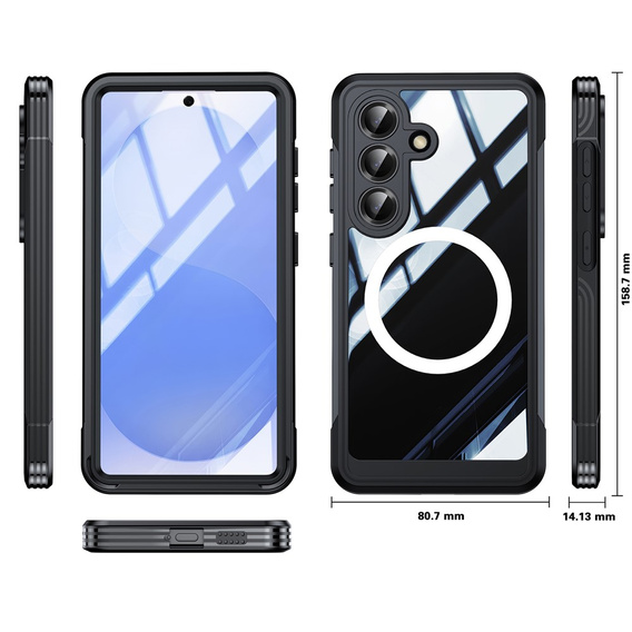 Odolné puzdro so sklom, pre MagSafe pre Samsung Galaxy S26, čierne