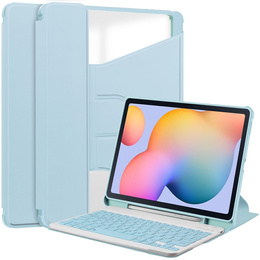Puzdro s klávesnicou pre Samsung Galaxy Tab S6 Lite 2024 / 2022 / 2020, Rotary 360° Leather, svetlomodré