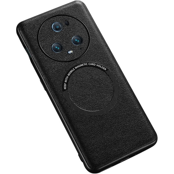 Obal na mobil pre Honor Magic 5 Pro, Leather Hybrid MagSafe, čierne