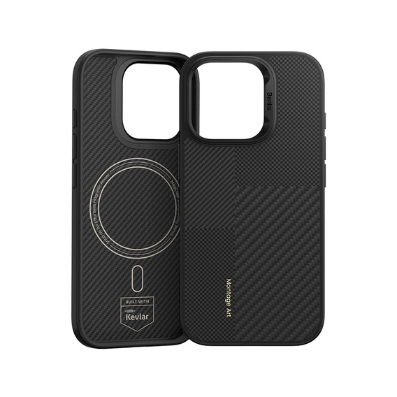 Puzdro BENKS Kevlar pre iPhone 16 Pro, pre MagSafe, Carbon Fiber, čierne