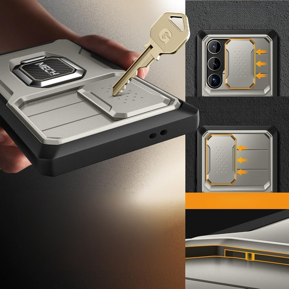 Puzdro pre Samsung Galaxy S24 Ultra, séria Tongate MECH so stojanom, sivé