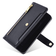 Klapkové puzdro pre Samsung Galaxy S23, Wallet Zipper Pocket, čierne