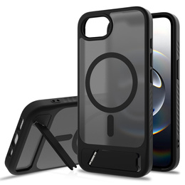Puzdro pre iPhone 16E, Kickstand Matt Case, pre MagSafe, čierne