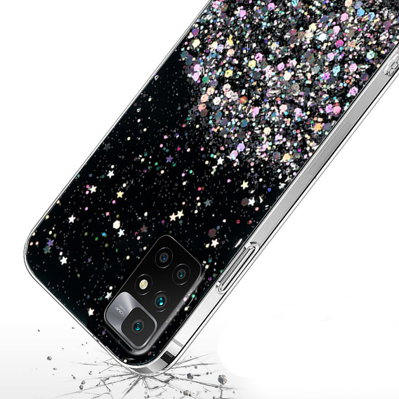 Obal na mobil pre Xiaomi Redmi 10, Glittery, čierne