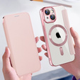 Klapkové puzdro pre iPhone 15, RFID Wallet MagSafe CamShield, ružové