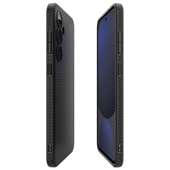 Puzdro Spigen pre Samsung Galaxy S24 FE, Liquid Air, čierne + tvrdené sklo 9H