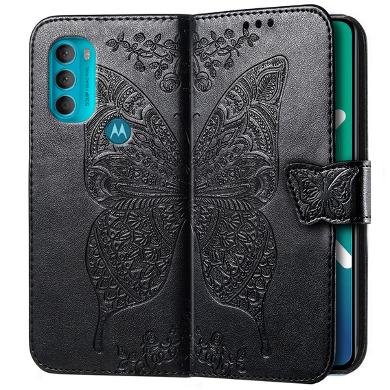 Klapkové puzdro pre Motorola Moto G71 5G, Butterfly, čierne