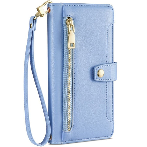 Klapkové puzdro pre iPhone 14 Pro Max, Wallet Zipper Pocket, modré