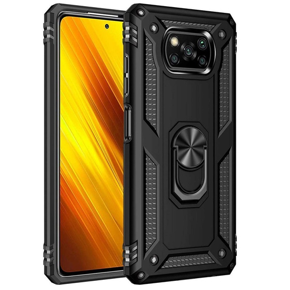 Pancierované obal na mobil pre Xiaomi Poco X3 NFC, Nox Case Ring, čierne