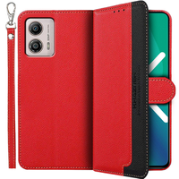 Klapkové puzdro pre Motorola Moto G53 / G23 / G13, KHAZNEH RFID, Dual Color, červené