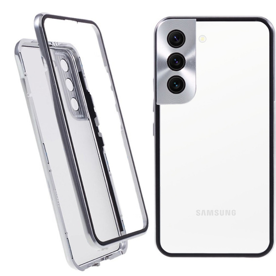 Puzdro pre Samsung Galaxy S21, Magnetic Dual Glass, strieborné
