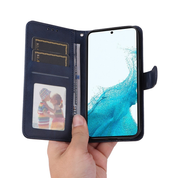 Klapkové puzdro pre Samsung Galaxy A34 5G, Leather Wallet, tmavomodré