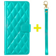 Puzdro s chlopňou pre Samsung Galaxy A16, Rhombus Crossbody Leather, zelený