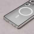 Magnetické puzdro Dual Glass MagSafe pre Samsung Galaxy S23 Ultra, strieborné